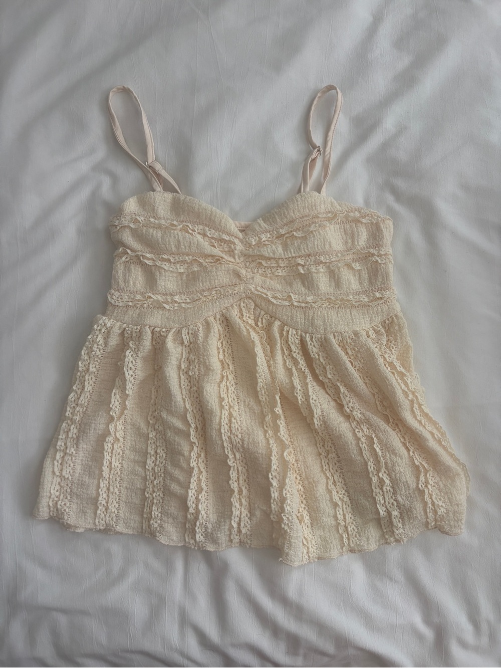 Light Yellow Lace Babydoll Cami Top – Women’s Small